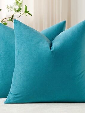 Plush Velvet Throw Pillow Covers- Turquoise